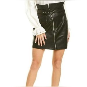 BLANK NYC Black Leather High Rise Belted Zipper Pencil Skirt Size 28